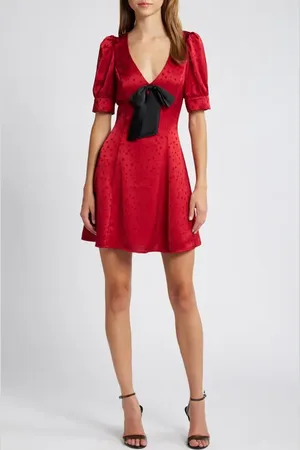 Charles Henry Dot Jacquard Satin Minidress in at Nordstrom, Size Medium