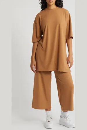 Dressed in Lala Lex Rib Oversize T-Shirt & High Waist Crop Pants in at Nordstrom, Size Small