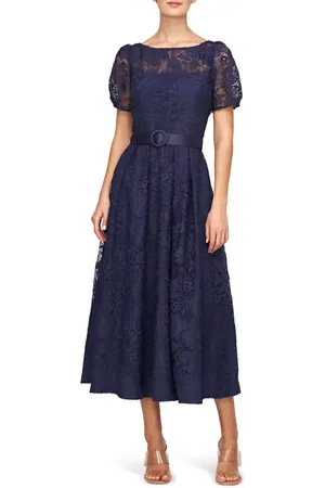 Kay Unger Haisley Belted Lace Cocktail Dress in at Nordstrom, Size 2