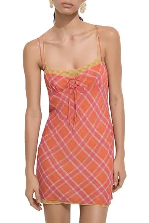 MANGO Plaid Mini Slipdress in at Nordstrom, Size 2
