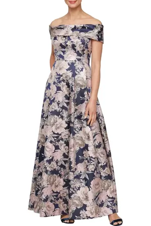 Alex Evenings Floral Off the Shoulder Gown in at Nordstrom, Size 12