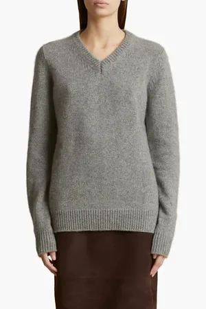 Khaite Inga Cashmere & Mohair V-Neck Sweater in at Nordstrom, Size X-Small