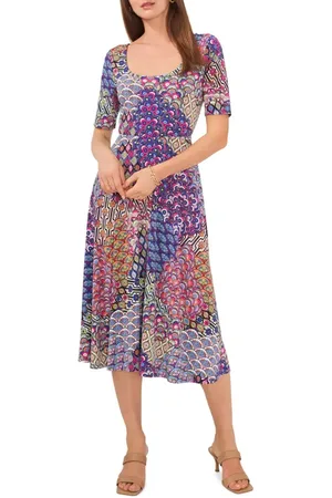 Chaussmoi Mixed Print A-Line Midi Dress in at Nordstrom, Size Small