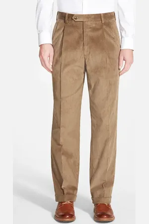 Berlei Italian 8-Wale Luxury Corduroy Pleated Trousers in at Nordstrom, Size 34