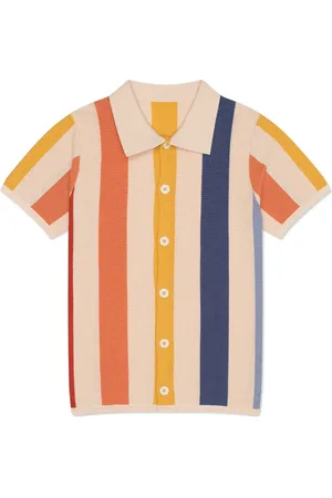 MAVRANS Stripe Short Sleeve Button-Up Sweater in at Nordstrom, Size Small