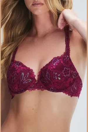 Savage X Fenty Romantic Corded Metallic Lace Padded Demi Bra in at Nordstrom, Size 38Dd