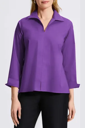 Foxcroft Agnes Split Cuff Popover Blouse in at Nordstrom, Size X-Small