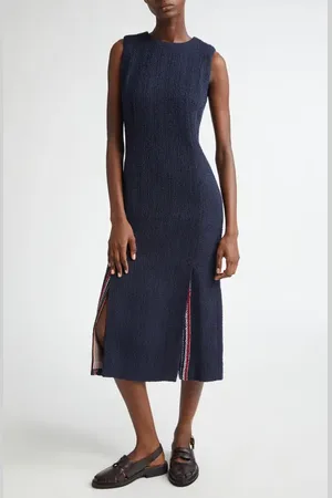 Thom Browne Textured Weave Sleeveless Midi Dress in at Nordstrom, Size 6 Us