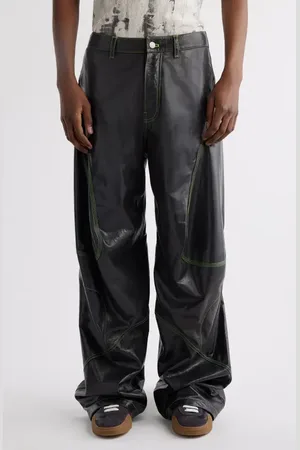 Acne Studios Lambskin Leather Baggy Jeans in at Nordstrom, Size 34 Us