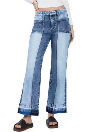 HINT OF BLU Pieced Release Hem Ankle Straight Leg Jeans in at Nordstrom, Size 25