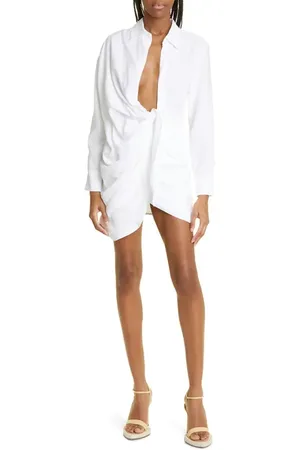 Jacquemus La Robe Bahia Long Sleeve Sash Dress in at Nordstrom, Size 6 Us