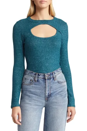 Loveappella Cutout Long Sleeve Top in at Nordstrom, Size X-Small