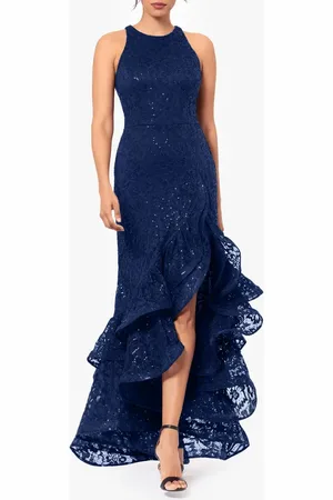 Betsy & Adam Sequin Lace Ruffle Dress in at Nordstrom, Size 14