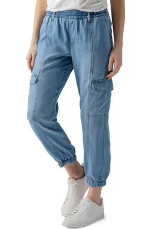 Sanctuary Relaxed Rebel Chambray Cargo Joggers in at Nordstrom, Size Medium