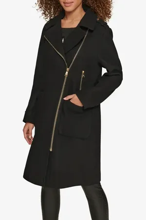 Karl Lagerfeld Long Wool Blend Moto Jacket in at Nordstrom, Size X-Large
