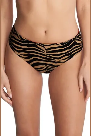 Natori Reversible Bikini Bottoms in Camel Zebra /Poinsettia at Nordstrom, Size X-Small