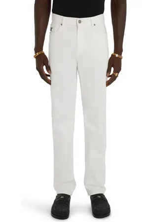 VERSACE Medusa Buckle Straight Leg Jeans in at Nordstrom, Size 30
