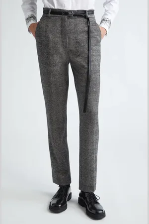Max Mara Gerico Slim Fit Belted Check Trousers in at Nordstrom, Size 2