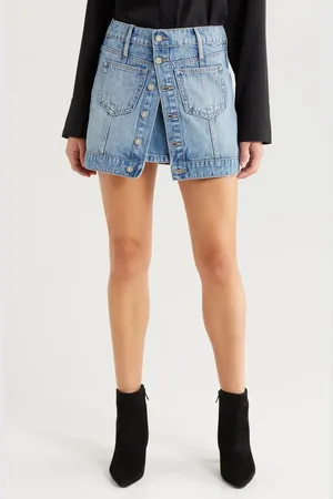 Hidden Jeans Button Front Denim Miniskirt in at Nordstrom, Size X-Small