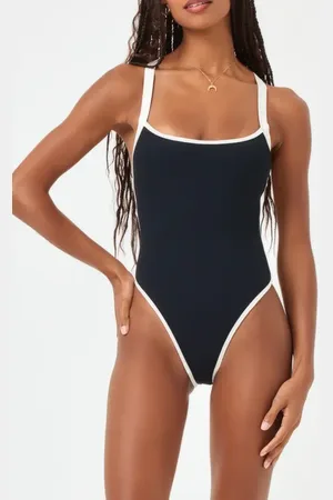 L*Space Baewatch Colorblock Trim Ribbed One-Piece Swimsuit in at Nordstrom, Size Medium