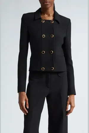 ST. JOHN Double Breasted Stretch Crepe Crop Jacket in at Nordstrom, Size 10