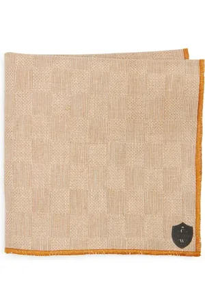 CLIFTON WILSON Check Linen Pocket Square in at Nordstrom