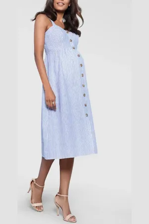 Séraphine Button Front Maternity/Nursing Midi Sundress in at Nordstrom, Size 2