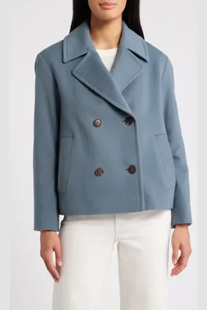 Fleurette Barri Wool Crop Peacoat in at Nordstrom, Size 16