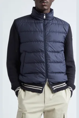 Moncler Quilted Down & Cotton Knit Cardigan in at Nordstrom, Size Small
