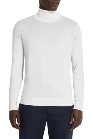 Ermenegildo Zegna Cashseta Cashmere & Silk Turtleneck Sweater in Bianco at Nordstrom, Size 38 Us