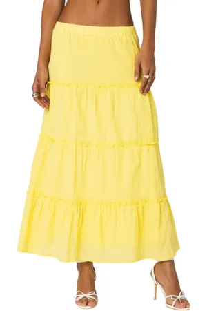 Edikted Tiered Cotton Maxi Skirt in at Nordstrom, Size X-Small