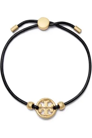 Tory Burch Miller Logo Slider Bracelet in Tory Gold /Black at Nordstrom