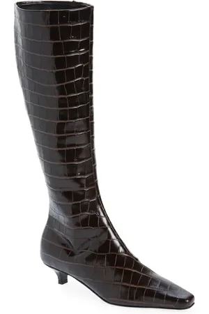 Totême The Slim Croc Embossed Kitten Heel Knee High Boot in at Nordstrom, Size 6Us
