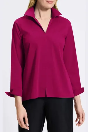 Foxcroft Agnes Split Cuff Popover Blouse in at Nordstrom, Size X-Small