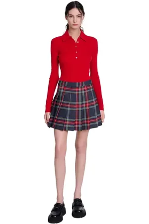 Maje Short tartan print skirt in at Nordstrom, Size 38 Eu