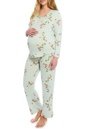 Everly Grey Laina Jersey Long Sleeve Maternity/Nursing Pajamas in at Nordstrom, Size Small