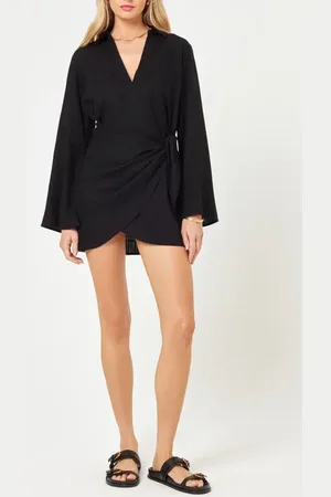 L*Space Las Palmas Long Sleeve Cover-Up Wrap Dress in at Nordstrom, Size Small