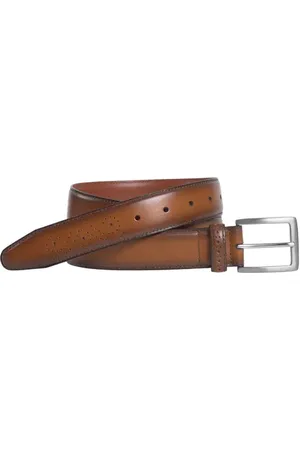 Johnston & Murphy Perforated Burnished Edge Leather Belt in at Nordstrom, Size 44