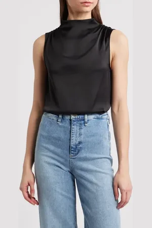 RAG&BONE Julie Mock Neck Sleeveless Satin Top in at Nordstrom, Size Large
