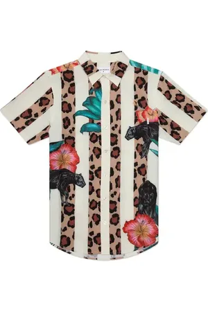 MAVRANS Tailored Fit Leo Pantera Waterproof Short Sleeve Performance Button-Up Shirt in at Nordstrom, Size Medium