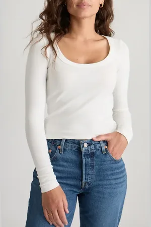 Marine Lexi Sun-In Scoop Neck Long Sleeve Rib T-Shirt in at Nordstrom, Size X-Small