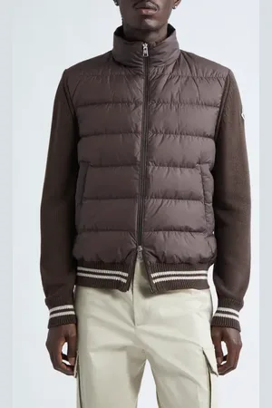 Moncler Quilted Down & Cotton Knit Cardigan in at Nordstrom, Size Xxx-Large