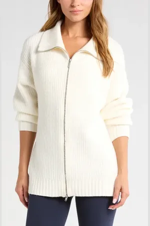 Zella Cozy Knit Zip-Up Cardigan in at Nordstrom, Size Large