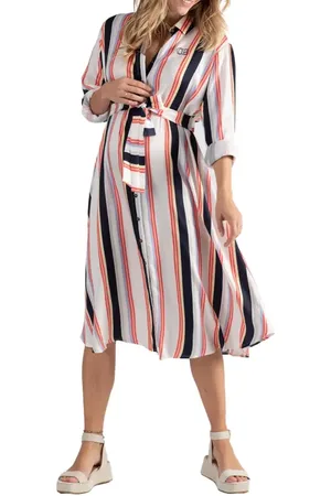 Cache Coeur Normandie Stripe Maternity/Nursing Shirtdress in at Nordstrom, Size Small