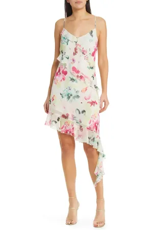 Steve Madden Carmenita Floral Asymmetric Chiffon Dress in at Nordstrom, Size X-Large