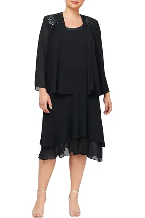 SLNY Sequin Beaded Jacket & Dress in at Nordstrom, Size 22W