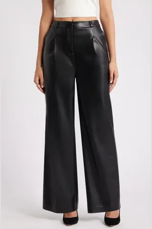 Open Edit Faux Leather Wide Leg Pants in at Nordstrom, Size X-Small