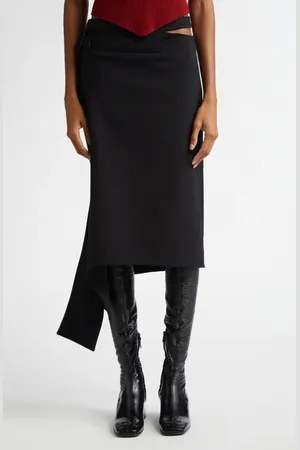 Courrèges Slash Cutout Wool Midi Skirt in at Nordstrom, Size 2 Us