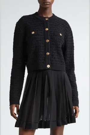 VERSACE Wool Blend College Tweed Cardigan in at Nordstrom, Size 2 Us