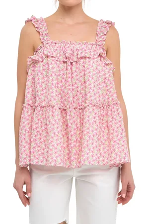 Free The Roses Floral Ruffle Flounce Tank in at Nordstrom, Size X-Small